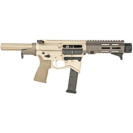 Maxim Defense MXM48173 CPS MD9 9mm Luger Caliber with 5.50 Barrel, Arid Brown Anodized Metal Finish, Black Maxim CQB Brace & Polymer Grip Right Hand