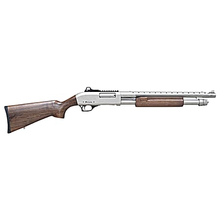 Citadel FRMN2020NKL Mariner  Full Size 20 Gauge Pump 3 4+1 18.50 Nickel Finished Heat Shield Barrel, Nickel Finished Aluminum Receiver w/Picatinny Rail, Black Fixed Walnut Stock