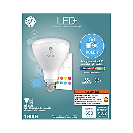 8.5W BR30 LED+ Color Changing Indoor Floodlight Bulb - 1 Pk
