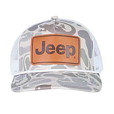 Men's White Jeep Old School Camo Cap