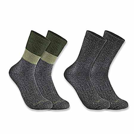 Men's Midweight Synthetic Wool Crew Socks - 2 Pk