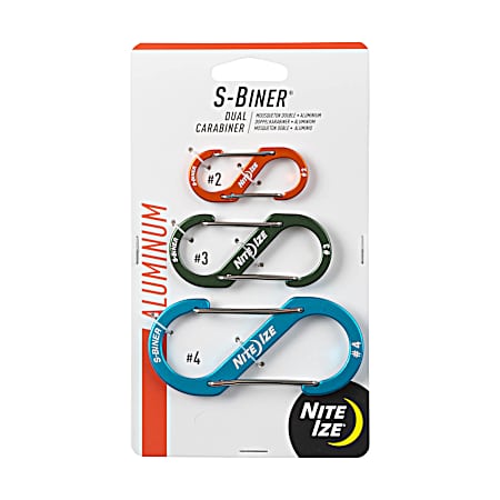 S-Biner Aluminum Dual Carabiner 3-Pk Assorted