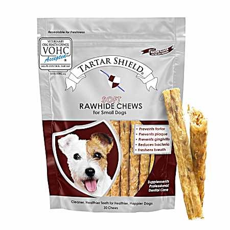 Soft Rawhide Chews for Small Dogs - 30 Ct