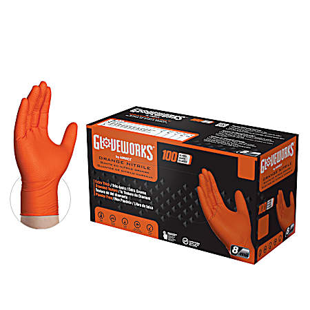 Orange Nitrile Gloves - 100 Ct