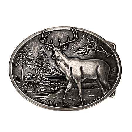 Oval 3D Deer Wilderness Plaque Buckle