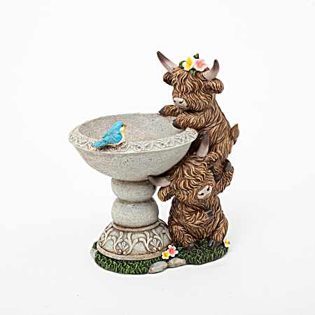 Highland Cows Birdbath