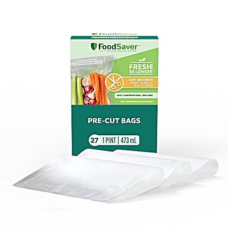 27 pk Easy Use Pint Pre-Cut Vacuum Seal Bags