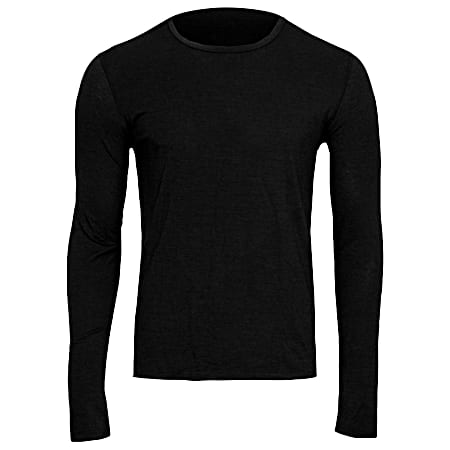 Men's Black Merino Wool Long Sleeve Shirt