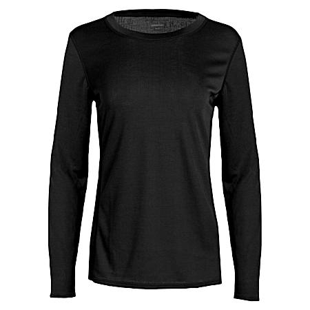Women's Black Double Layer Long Sleeve Shirt