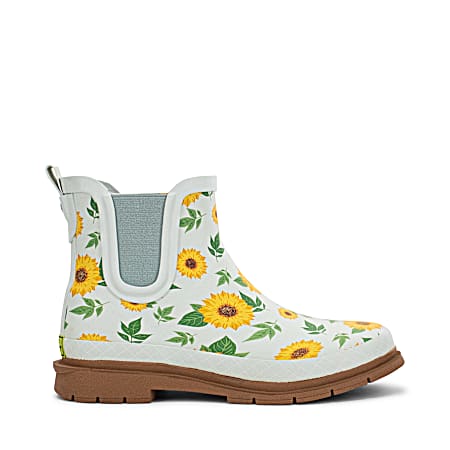 Women's Blue Sunflower Chelsea Rubber Boots