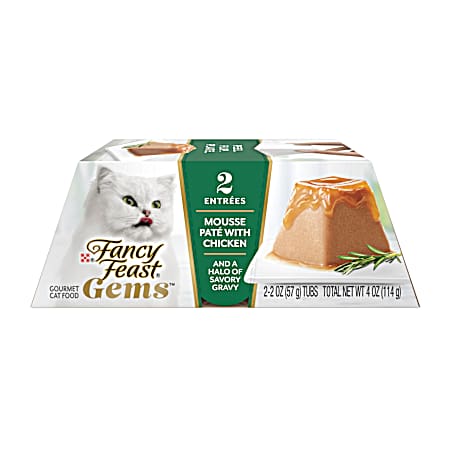 4 oz. Fancy Feast Gems Pate Cat Food Mousse With Chicken and a Halo of Savory Gravy Cat Food