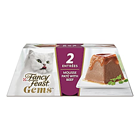 4 oz. Fancy Feast Gems Pate Cat Food Mousse With Beef and a Halo of Savory Gravy Cat Food