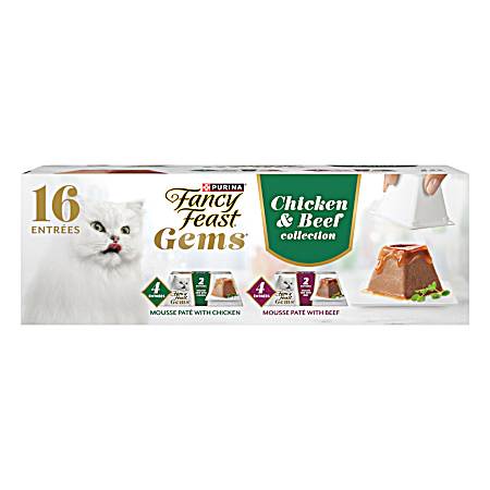 8 ct. Fancy Feast Gems Pate Cat Food Mousse Chicken or Beef and a Halo of Savory Gravy Wet Cat Food Variety Pack