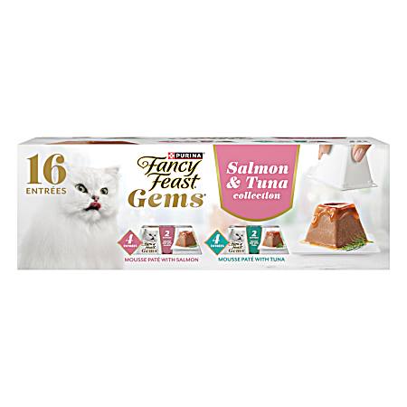 8 ct. Fancy Feast Gems Pate Cat Food Mousse Salmon or Tuna and a Halo of Savory Gravy Wet Cat Food Variety Pack