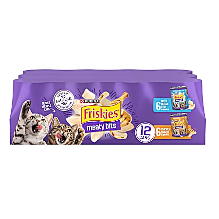 13.5 oz. Friskies Meaty Bits With Ocean Fish and Chicken Dinner in Gravy Multi Cat Wet Cat Food Variety Pack
