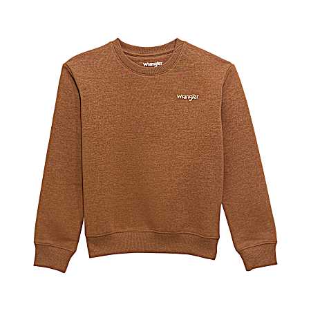 Boys' Mocha Long Sleeve Fleece Sweatshirt