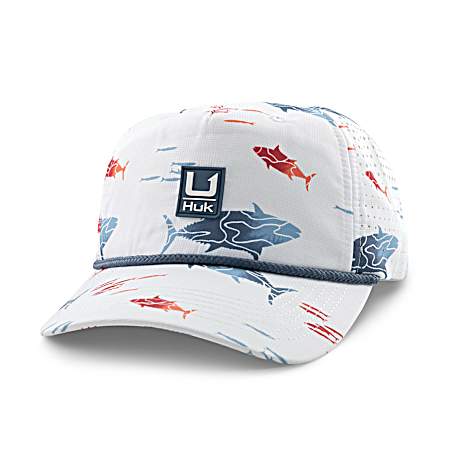 Men's White Printed Performance Rope Hat