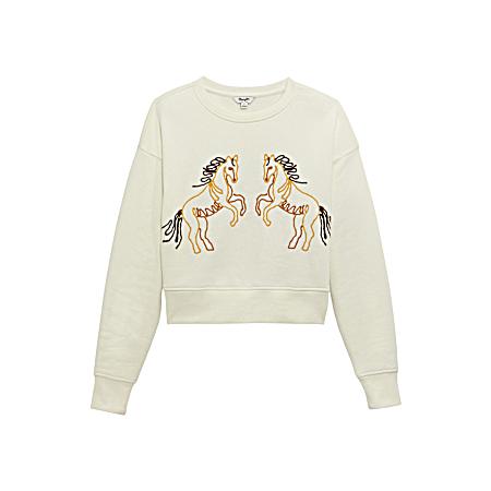 Women's White Sweat Horse Sweatshirt