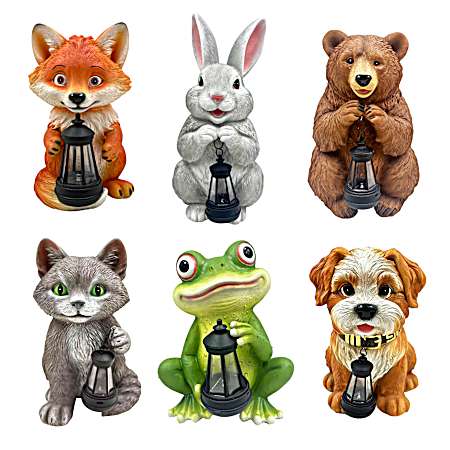 Animal with Lantern Solar Statue Assorted