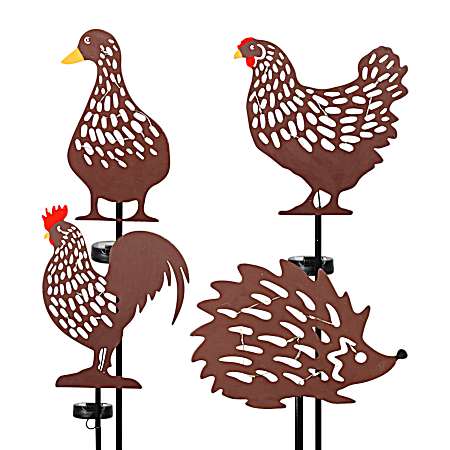 Brown Animal Filigree Solar Stake Assorted