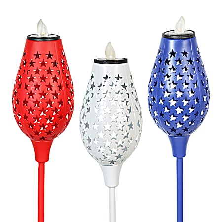 Red, White, Blue Star Torch Solar Stake Assorted