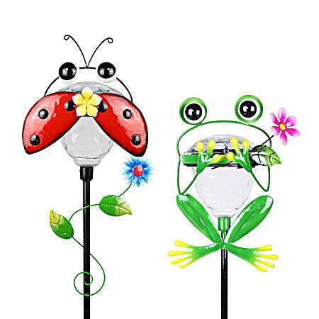 Metal Ladybug/Frog Solar Stake Assorted