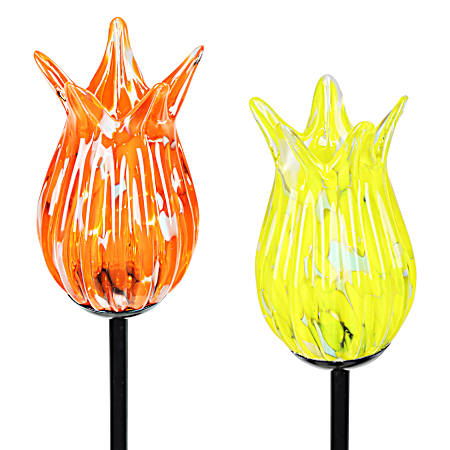 Glass Flower Solar Stake Assorted
