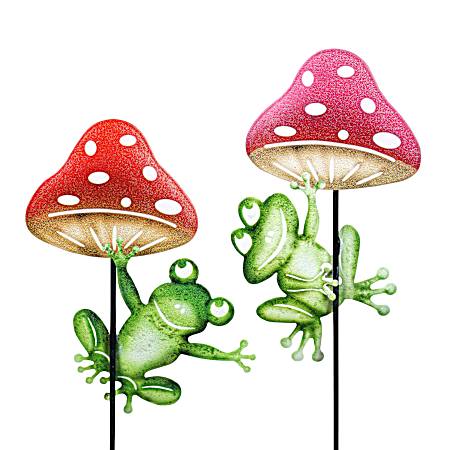 Frog ith Mushroom Pot Stake Assorted