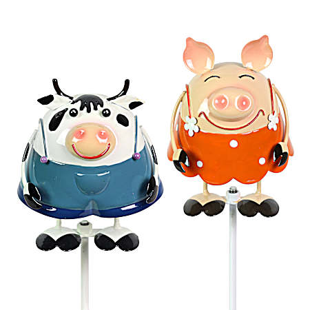 Cow/Pig Metal Pot Stake Assorted