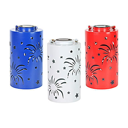 Red, White, Blue Fireworks Solar Lantern Assorted