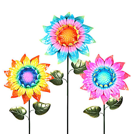Metal Tye Dye Bouncy Flowers Assorted