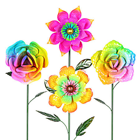 Metal Tye Dye Bouncy Flowers Assorted