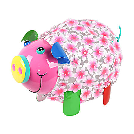 Metal Pig with Flower Body Statue