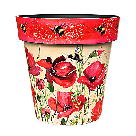 8.5 in Pot Poppies & Bees