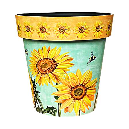 8.5 in Pot Watercolor Sunflower