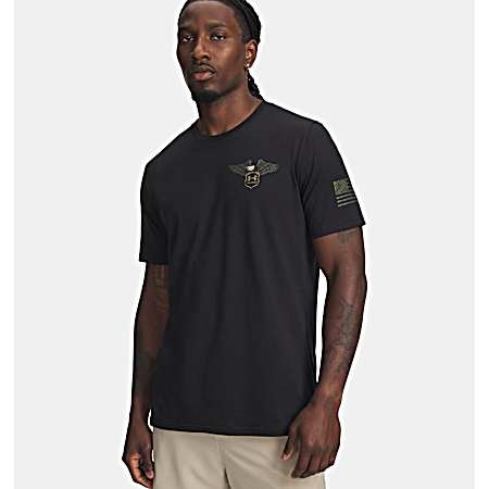 Men's Black/Marine Green Freedom Eagle Skull Short Sleeve Shirt