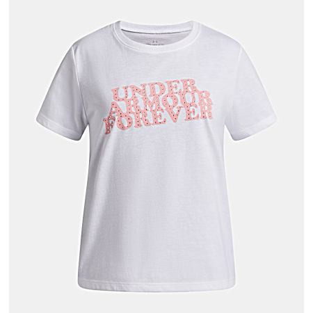 Girls' White/Posh Pink Forever Short Sleeve Shirt