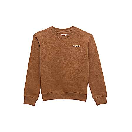 Boys' Mocha Long Sleeve Fleece Sweatshirt