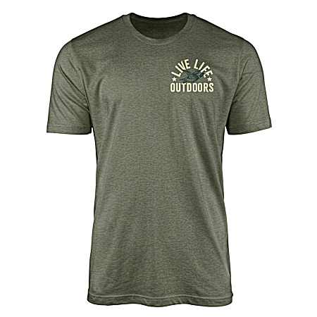 Men's Heather Military Green Live Life Outdoors Short Sleeve Shirt