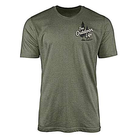 Men's Heather Military Green Outdoor Life Short Sleeve Shirt