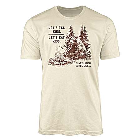 Men's Off White Let's Eat Short Sleeve Shirt