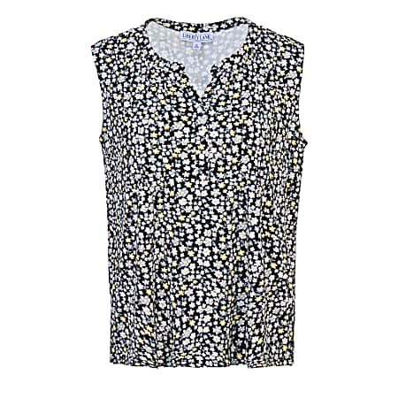 Women's All-Over Print Sleeveless Henley Shirt