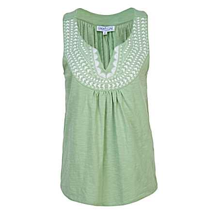 Women's Embroidered Sleeveless Yoke Shirt