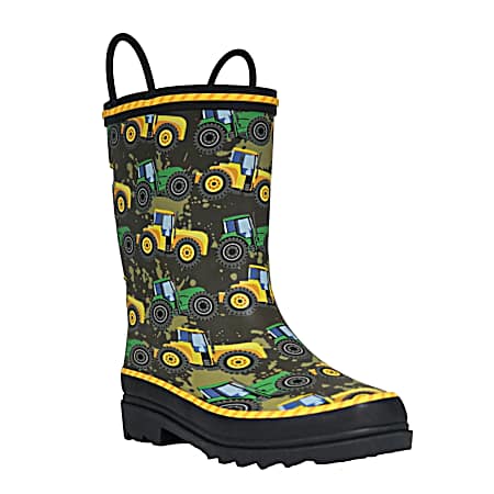 Boys' Olive Tractor Rubber Boots