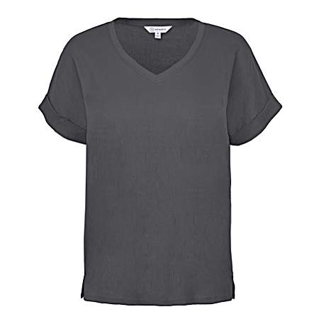 Women's Crinkle Textured Short Sleeve Shirt