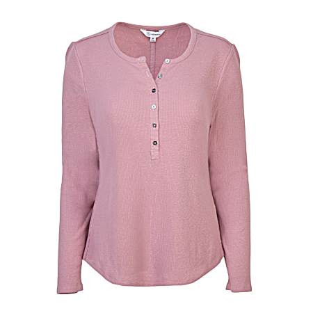 Women's Mixed Media Long Sleeve Henley
