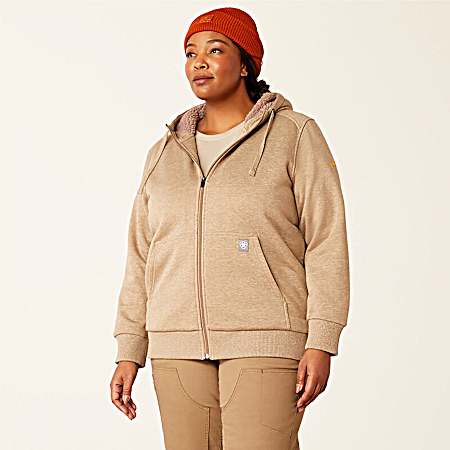Women's Oatmeal Heather All-Weather Sherpa Full Zip Hoodie