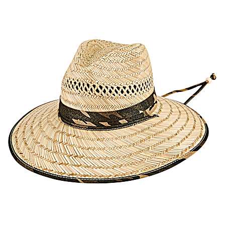 Men's Natural/Camo Straw Lifeguard Hat