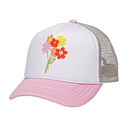 Kids Pink Floral Trucker Cap