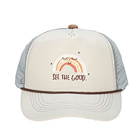 Kids' Grey Rainbow See The Good Trucker Hat